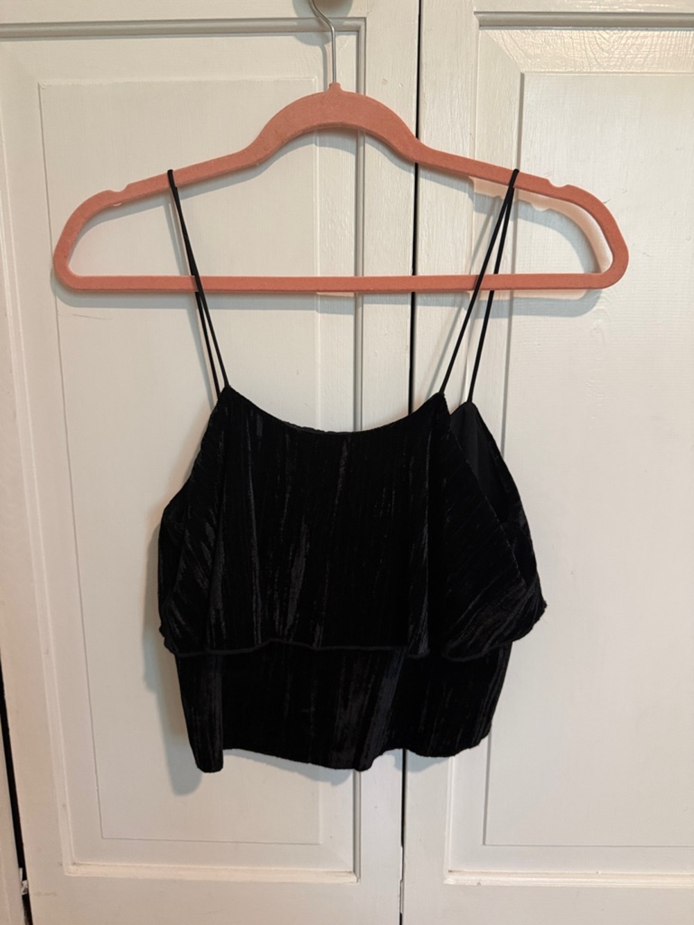 Zara Black Velvet Spaghetti Strap Camisole
